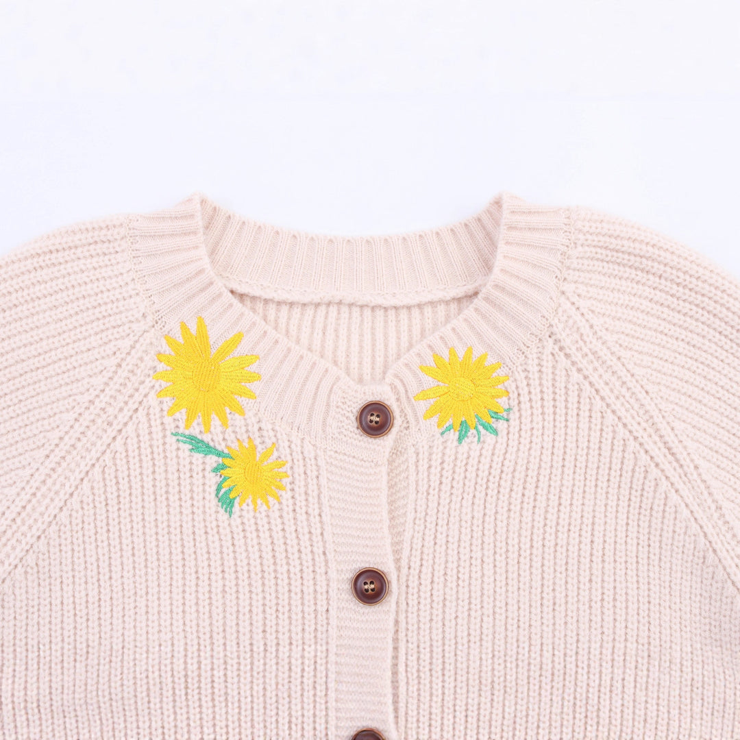Damer stickad cardigan med blommönster Mirla-Eva Jonsson
