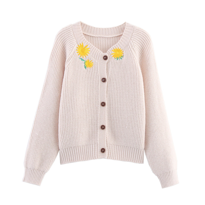 Damer stickad cardigan med blommönster Mirla-Eva Jonsson
