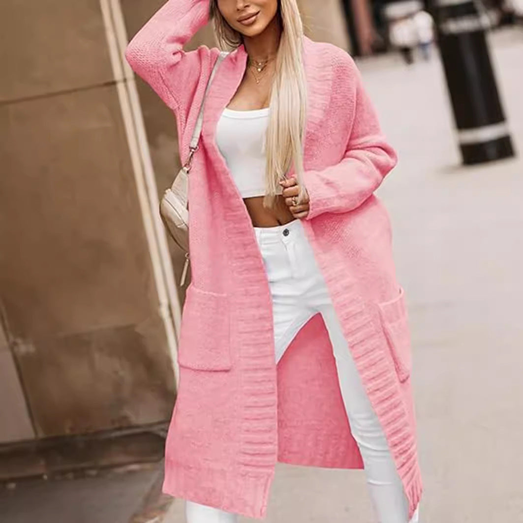 Damer stickad cardigan med påsydda fickor och elegant design Eva Jonsson-Eva Jonsson