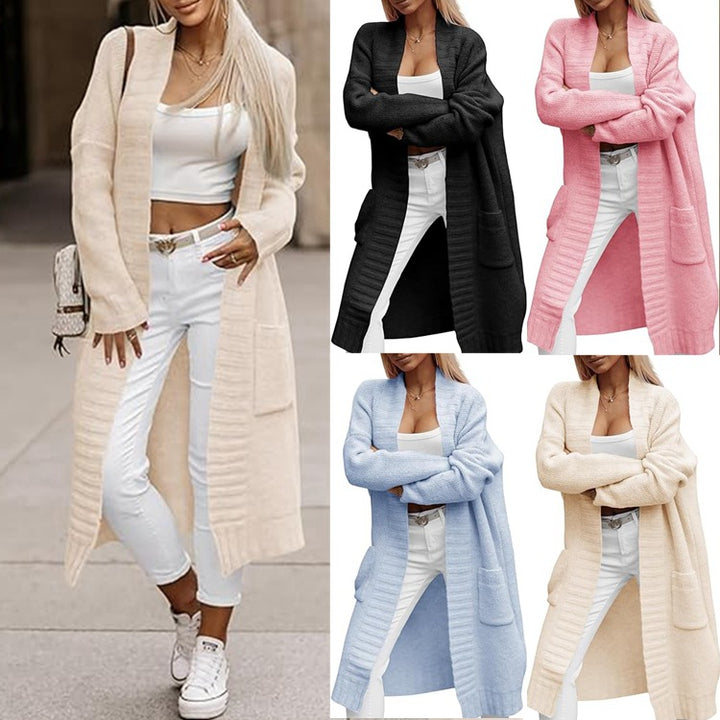 Damer stickad cardigan med påsydda fickor och elegant design Eva Jonsson-Eva Jonsson