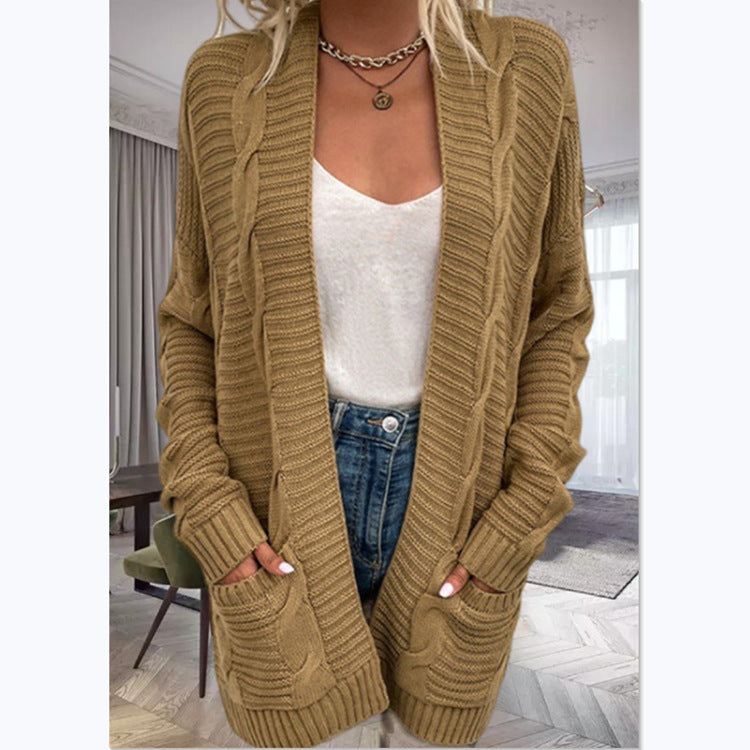 Damer stickad cardigan med strukturerad design och stora fickor Eva Jonsson-Eva Jonsson