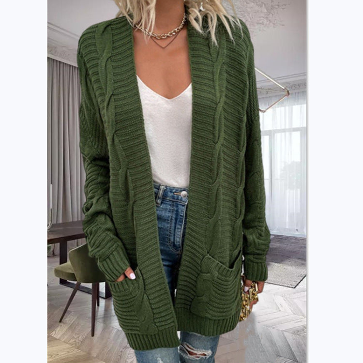 Damer stickad cardigan med strukturerad design och stora fickor Eva Jonsson-Eva Jonsson