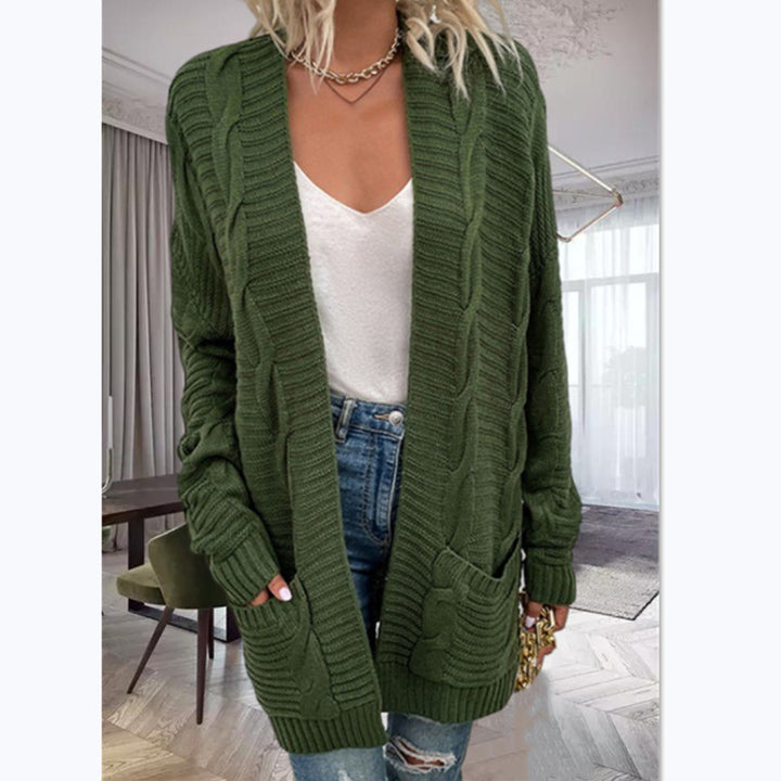 Damer stickad cardigan med strukturerad design och stora fickor Eva Jonsson-Eva Jonsson