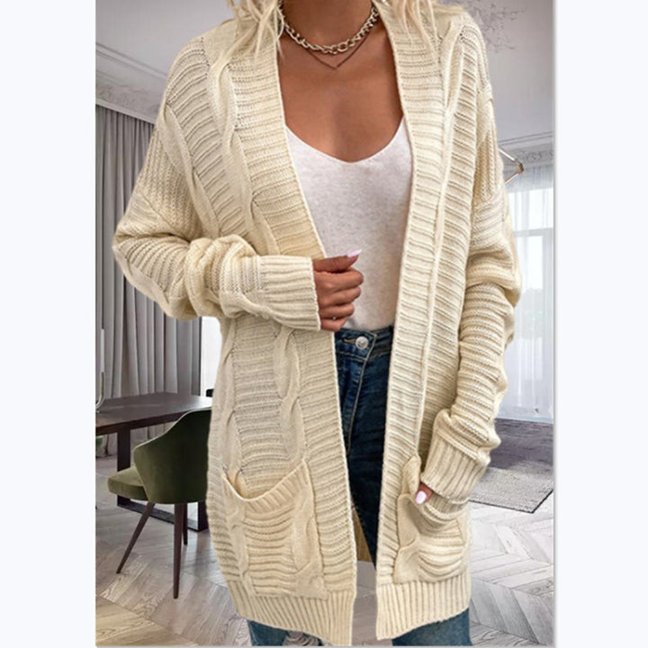 Damer stickad cardigan med strukturerad design och stora fickor Eva Jonsson-Eva Jonsson