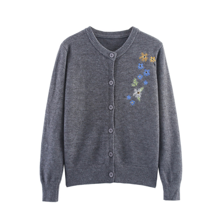 Damer stickad jacka med blommönster broderi Mirla-Eva Jonsson