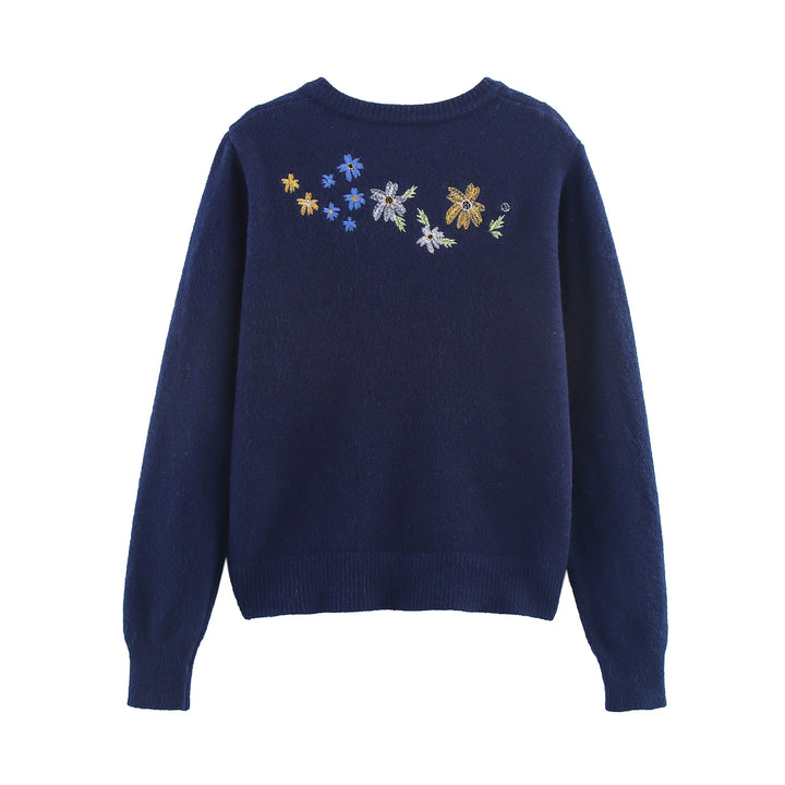 Damer stickad jacka med blommönster broderi Mirla-Eva Jonsson