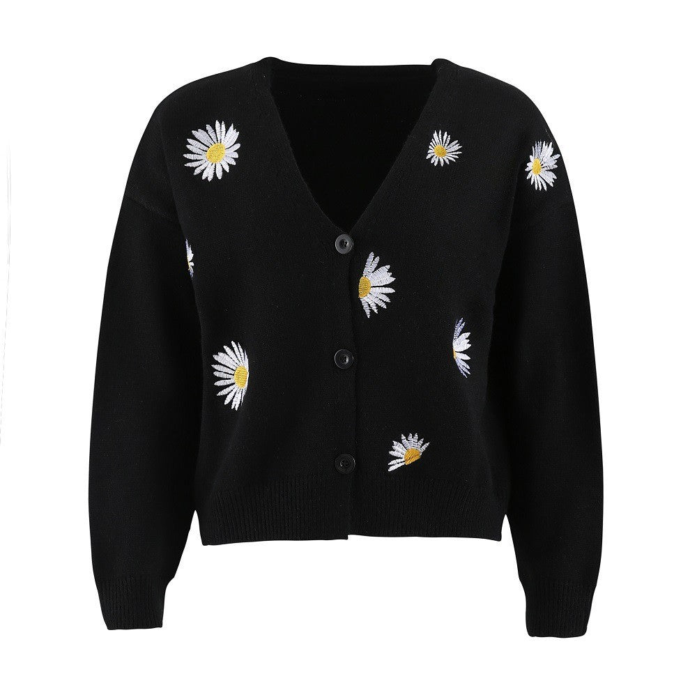 Damer stickad jacka med blomsterstickningsmönster Mirla-Eva Jonsson