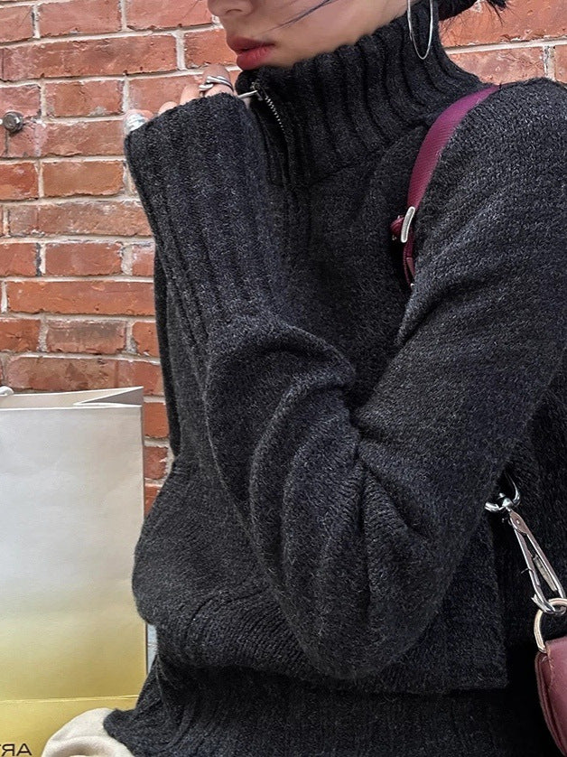 Damer stickad jacka med hög krage Mirla-Eva Jonsson