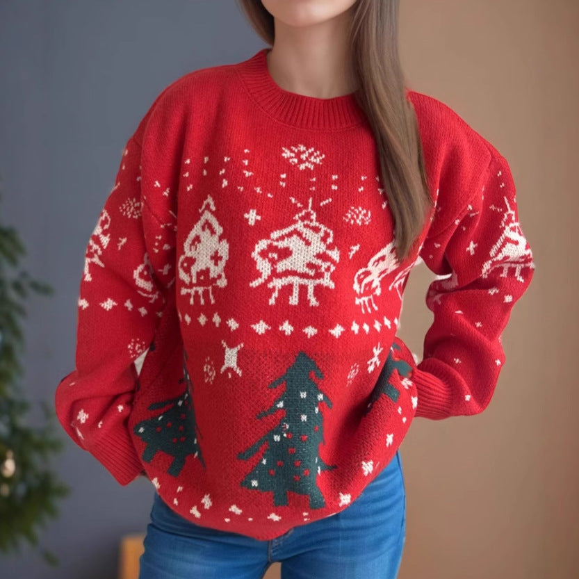 Damer stickad jultröja med festliga motiv och avslappnad passform Eva Jonsson-Eva Jonsson