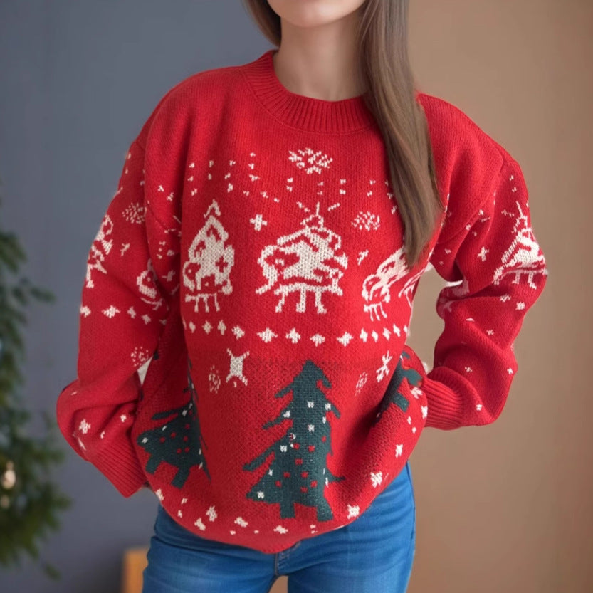 Damer stickad jultröja med festliga motiv och avslappnad passform Eva Jonsson-Eva Jonsson