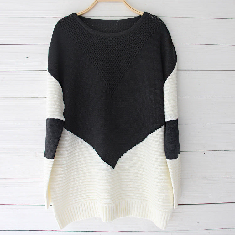 Damer stickad pullover med modernt zigzag-mönster och strukturerade ärmar Mirla-Eva Jonsson