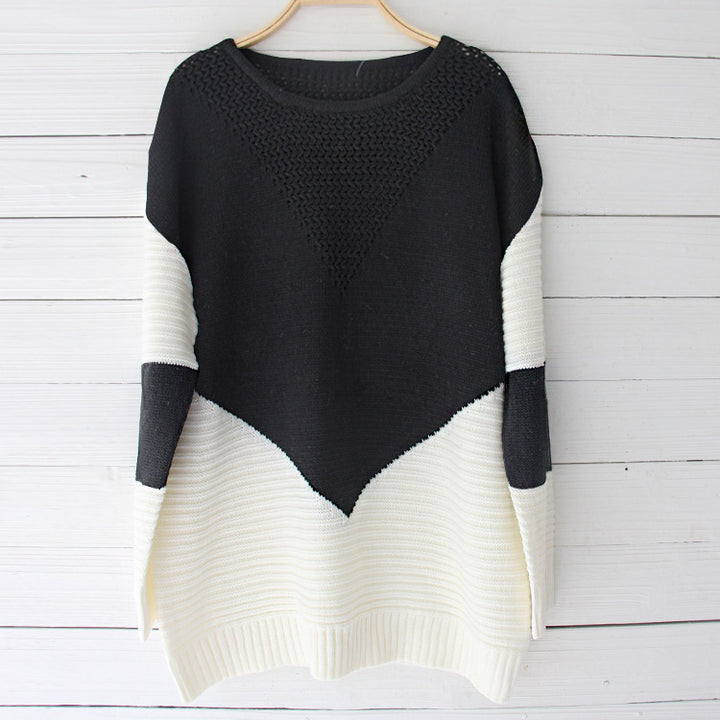 Damer stickad pullover med modernt zigzag-mönster och strukturerade ärmar Mirla-Eva Jonsson