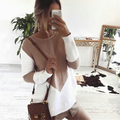 Damer stickad pullover med modernt zigzag-mönster och strukturerade ärmar Mirla-Eva Jonsson
