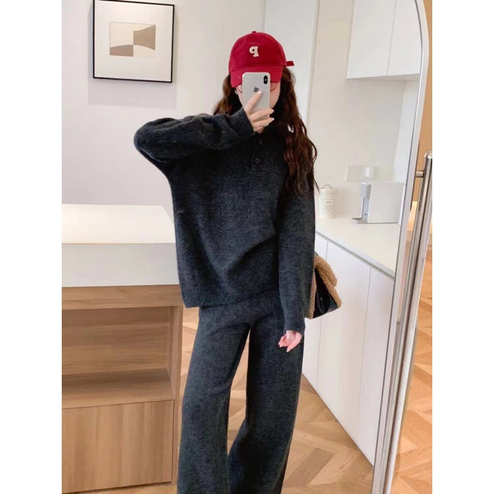 Damer stickad stil tröja med integrerad krage och knappstängning Eva Jonsson-Eva Jonsson