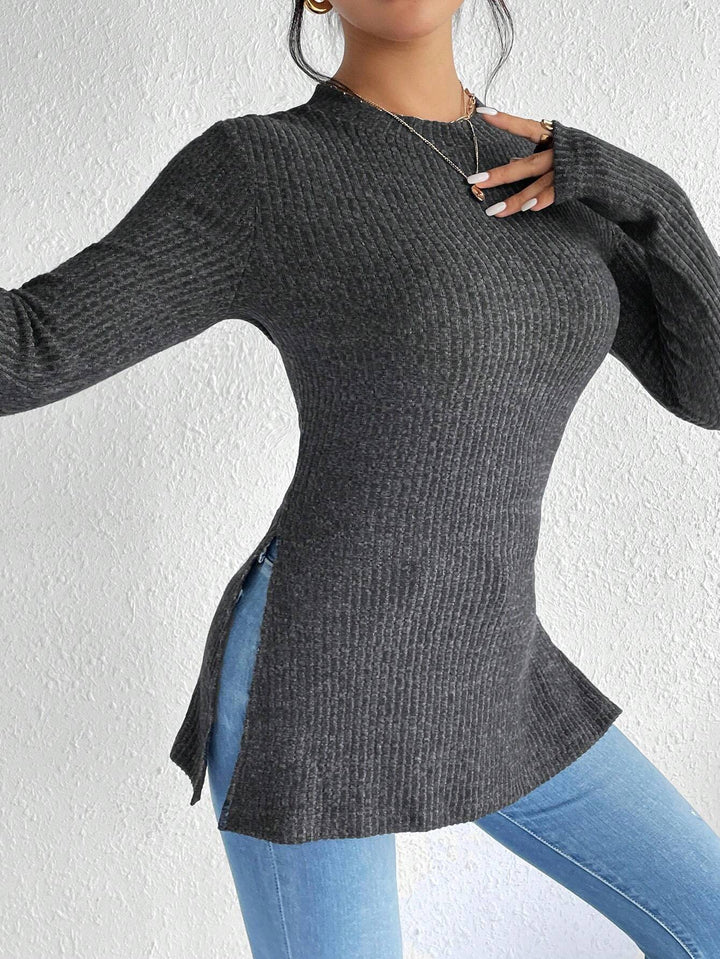 Damer stickad topp med sidofickor Mirla-Eva Jonsson