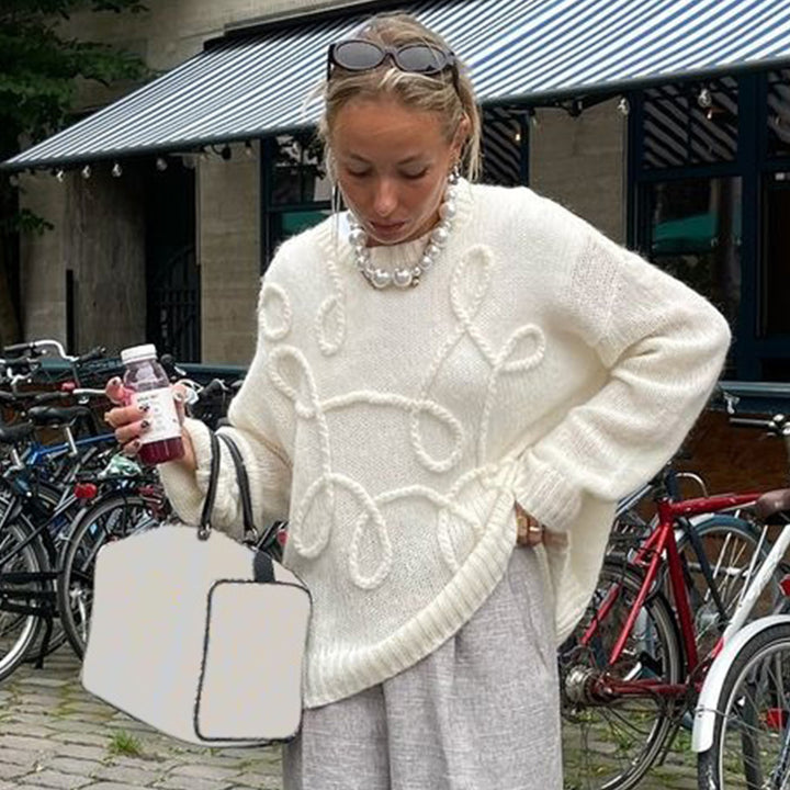 Damer stickad tröja med blommönster Mirla-Eva Jonsson