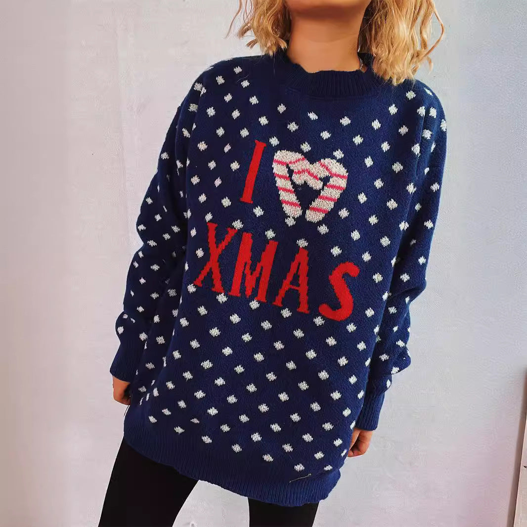 Damer stickad tröja med festlig juldesign och lös passform Mirla-Eva Jonsson