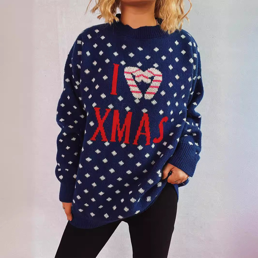 Damer stickad tröja med festlig juldesign och lös passform Mirla-Eva Jonsson
