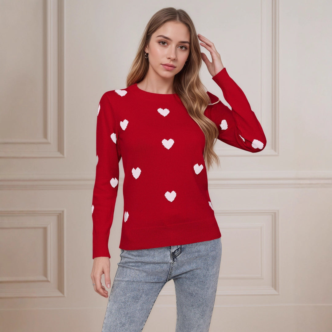 Damer stickad tröja med hjärtformad design och fin textur Mirla-Eva Jonsson