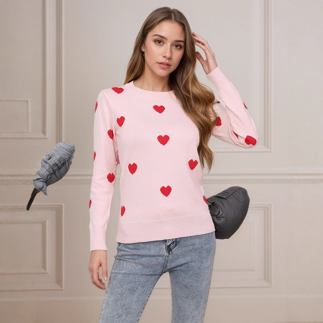 Damer stickad tröja med hjärtformad design och fin textur Mirla-Eva Jonsson