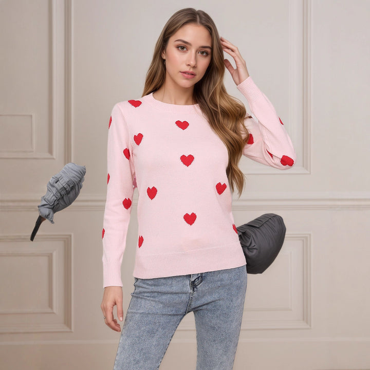 Damer stickad tröja med hjärtformad design och fin textur Mirla-Eva Jonsson