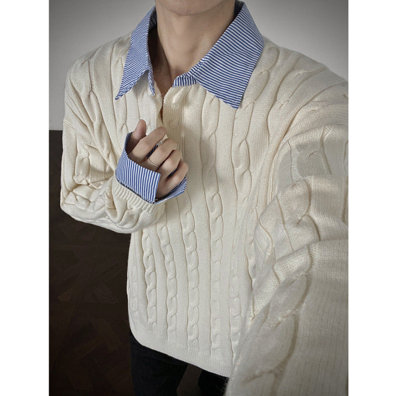 Damer stickad tröja med högkvalitativt kabelmönster och krage Mirla-Eva Jonsson