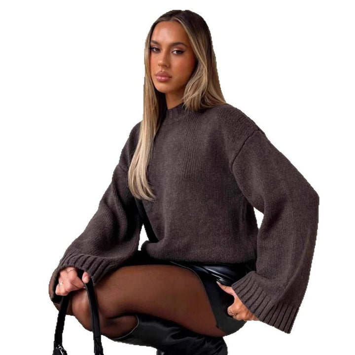 Damer stickad tröja med lös passform och elegant rullkrage Mirla-Eva Jonsson