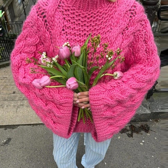 Damer stickad tröja med lös passform och flätad design Mirla-Eva Jonsson