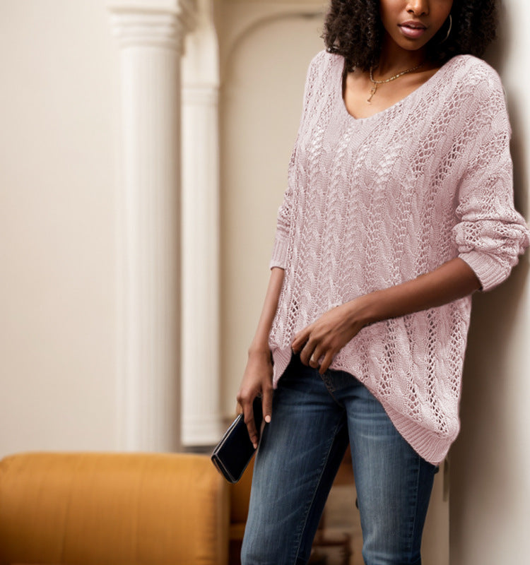 Damer stickad tröja med luftig hålmönstring och vid passform Eva Jonsson-Eva Jonsson