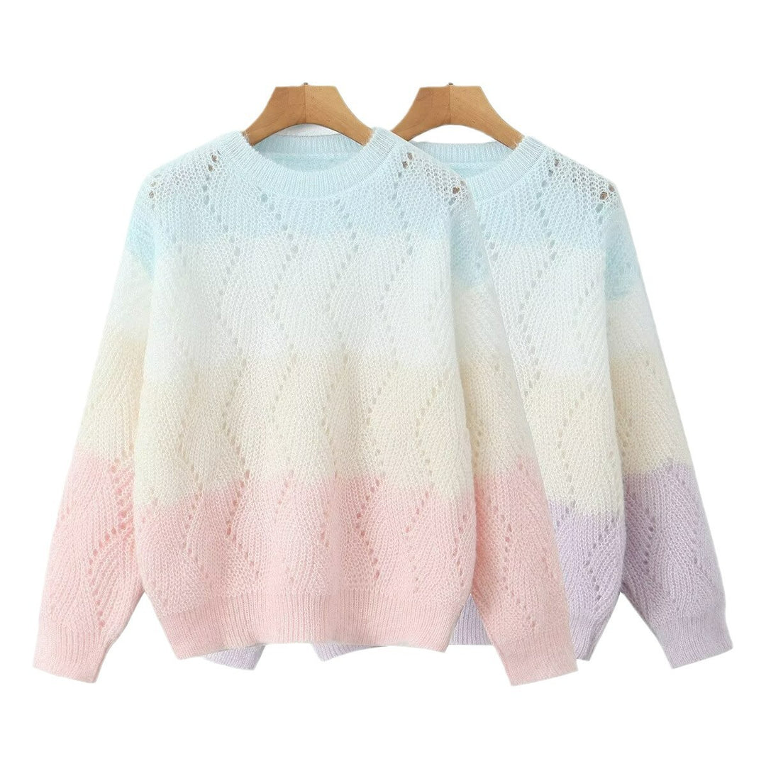 Damer stickad tröja med modern vågmönster och mjuka färgövergångar Eva Jonsson-Eva Jonsson