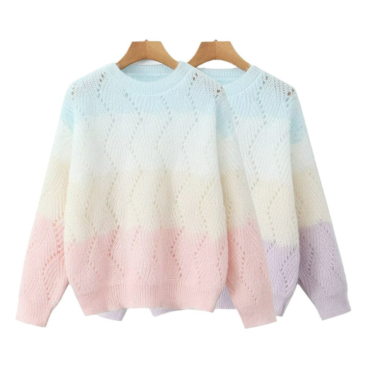 Damer stickad tröja med modern vågmönster och mjuka färgövergångar Eva Jonsson-Eva Jonsson