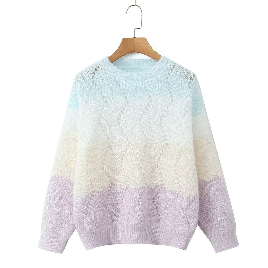 Damer stickad tröja med modern vågmönster och mjuka färgövergångar Eva Jonsson-Eva Jonsson