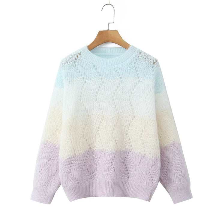 Damer stickad tröja med modern vågmönster och mjuka färgövergångar Eva Jonsson-Eva Jonsson