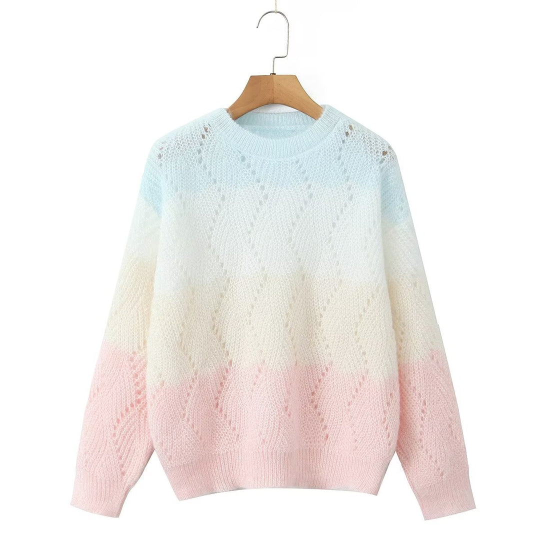 Damer stickad tröja med modern vågmönster och mjuka färgövergångar Eva Jonsson-Eva Jonsson
