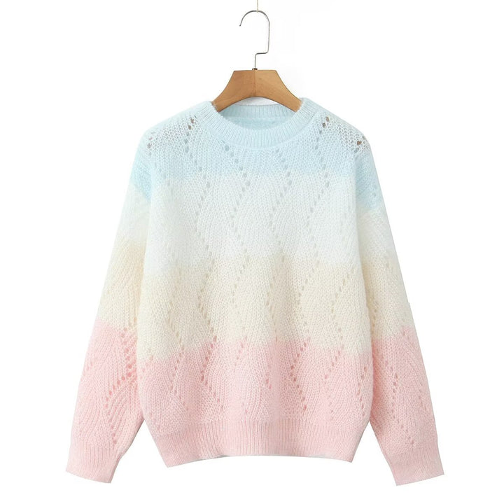 Damer stickad tröja med modern vågmönster och mjuka färgövergångar Eva Jonsson-Eva Jonsson