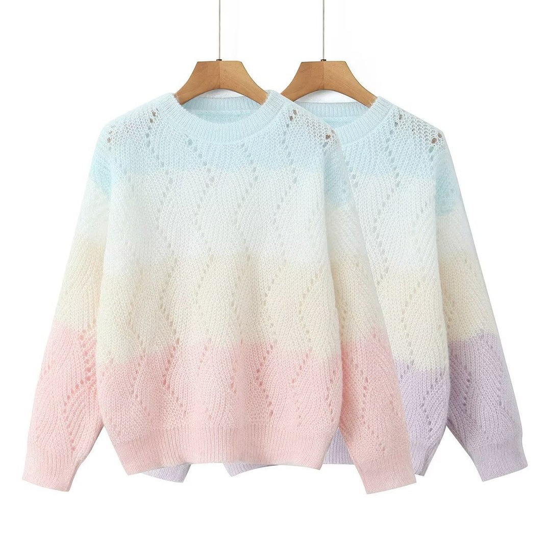 Damer stickad tröja med modern vågmönster och mjuka färgövergångar Eva Jonsson-Eva Jonsson