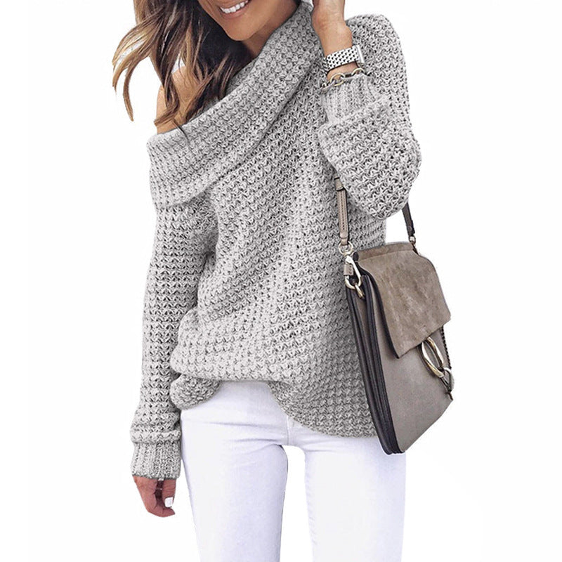 Damer stickad tröja med off-shoulder design och strukturerat mönster Eva Jonsson-Eva Jonsson