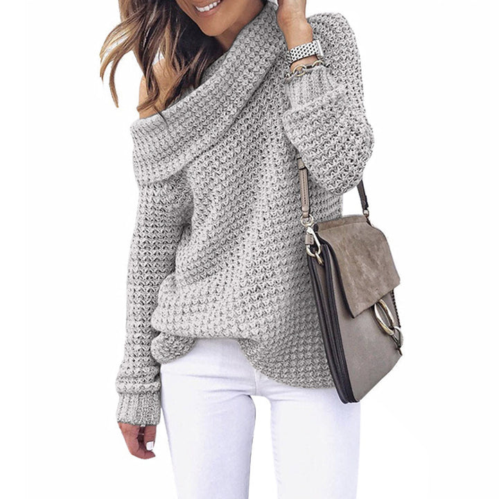 Damer stickad tröja med off-shoulder design och strukturerat mönster Eva Jonsson-Eva Jonsson