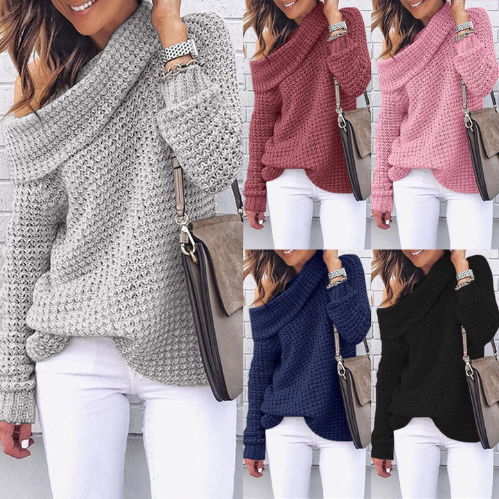 Damer stickad tröja med off-shoulder design och strukturerat mönster Eva Jonsson-Eva Jonsson
