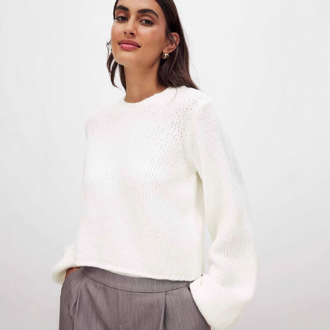 Damer stickad tröja med öppen ryggdesign och elegant snörning Eva Jonsson-Eva Jonsson