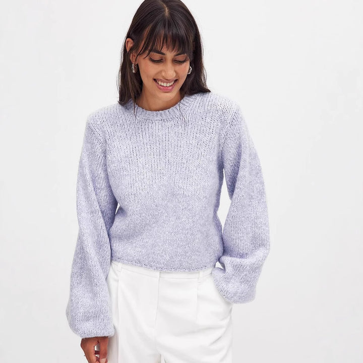 Damer stickad tröja med öppen ryggdesign och elegant snörning Eva Jonsson-Eva Jonsson