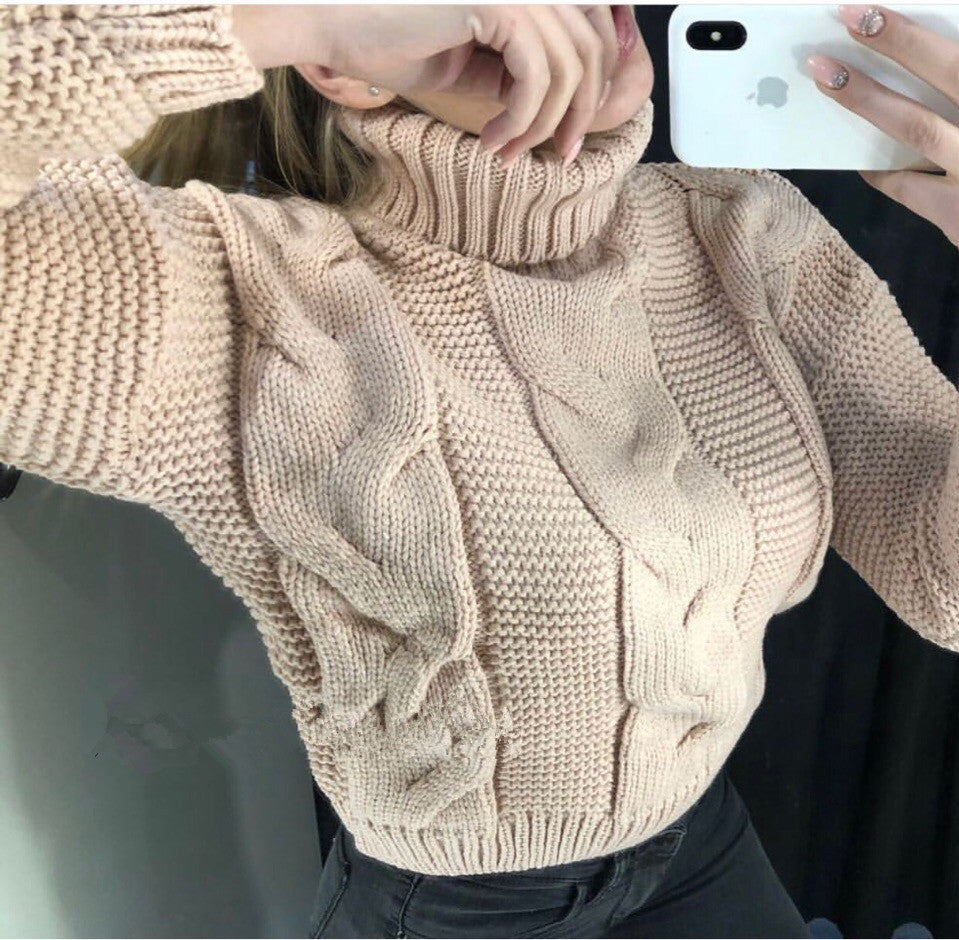 Damer stickad tröja med rullkrage och flätmönster Eva Jonsson-Eva Jonsson