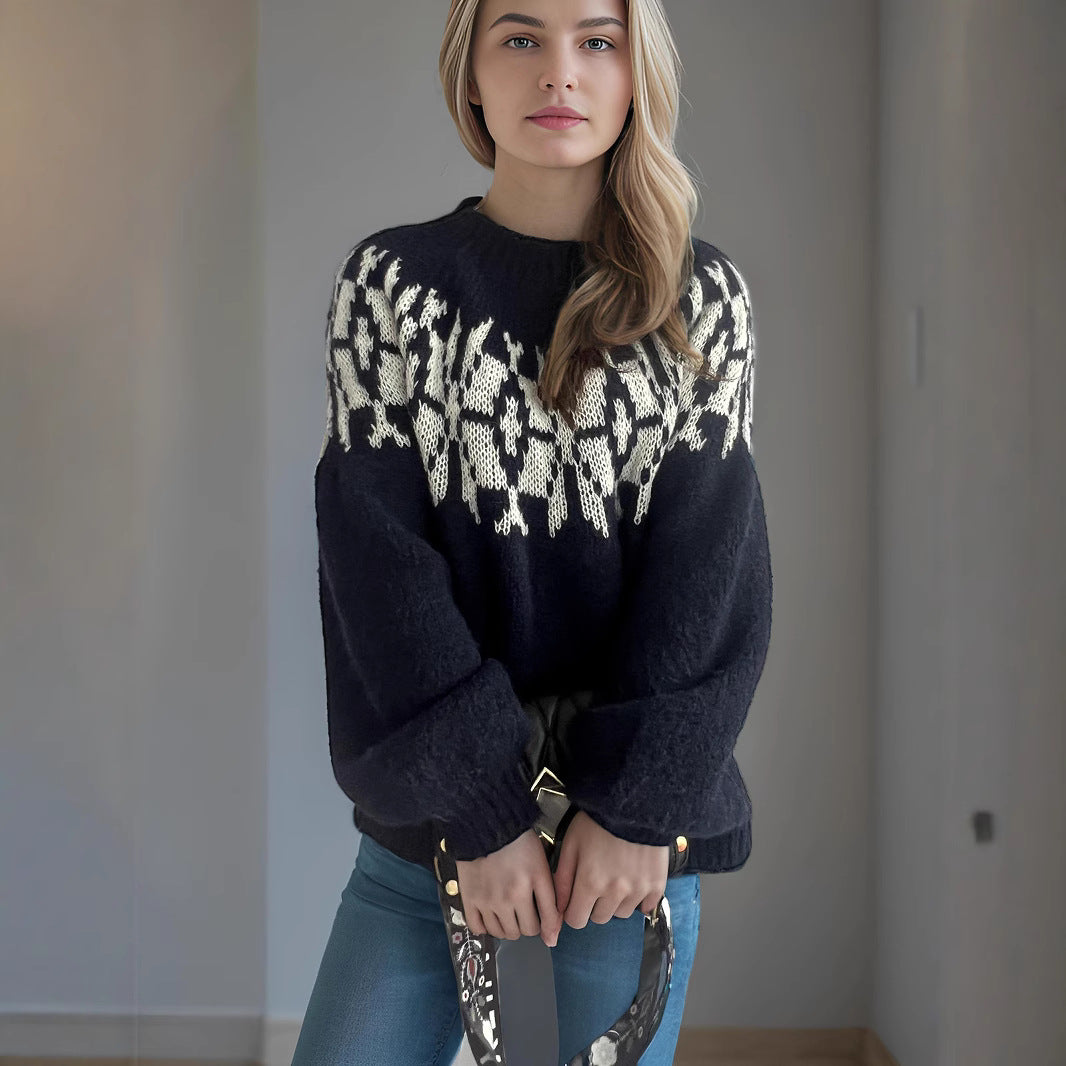 Damer stickad tröja med voluminösa ärmar och modernt mönster Mirla-Eva Jonsson