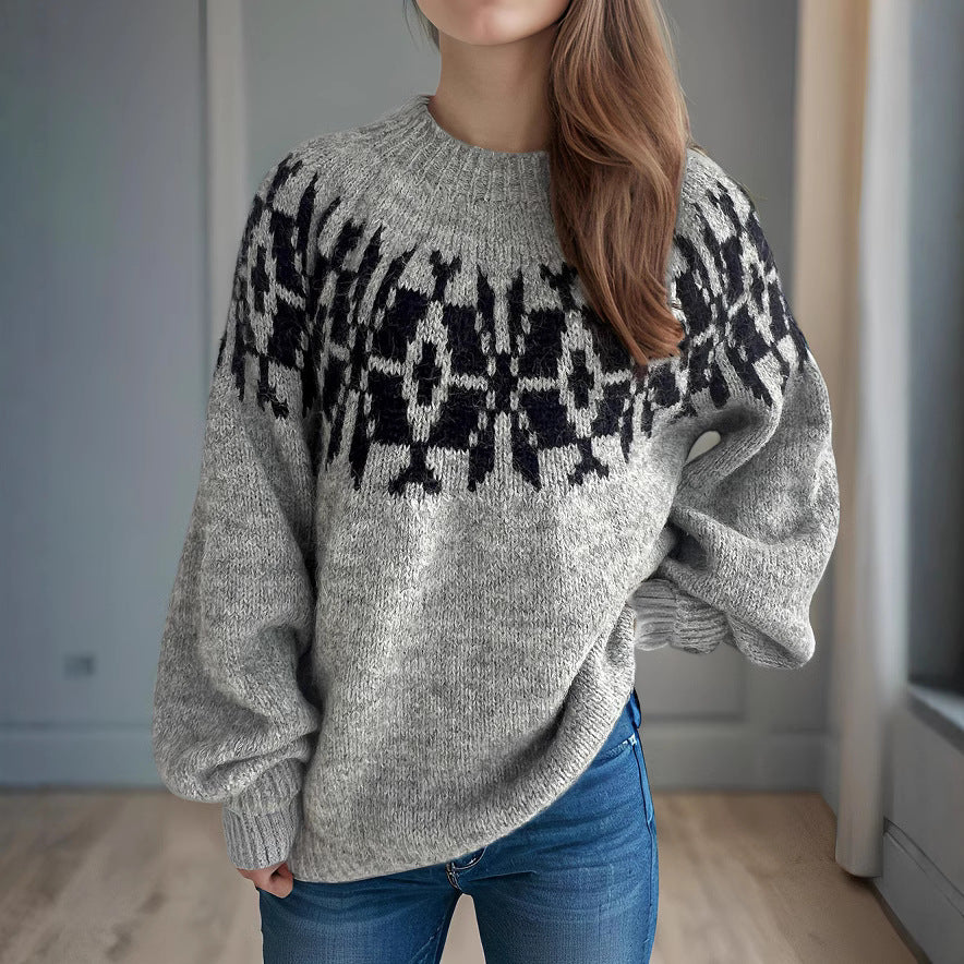 Damer stickad tröja med voluminösa ärmar och modernt mönster Mirla-Eva Jonsson