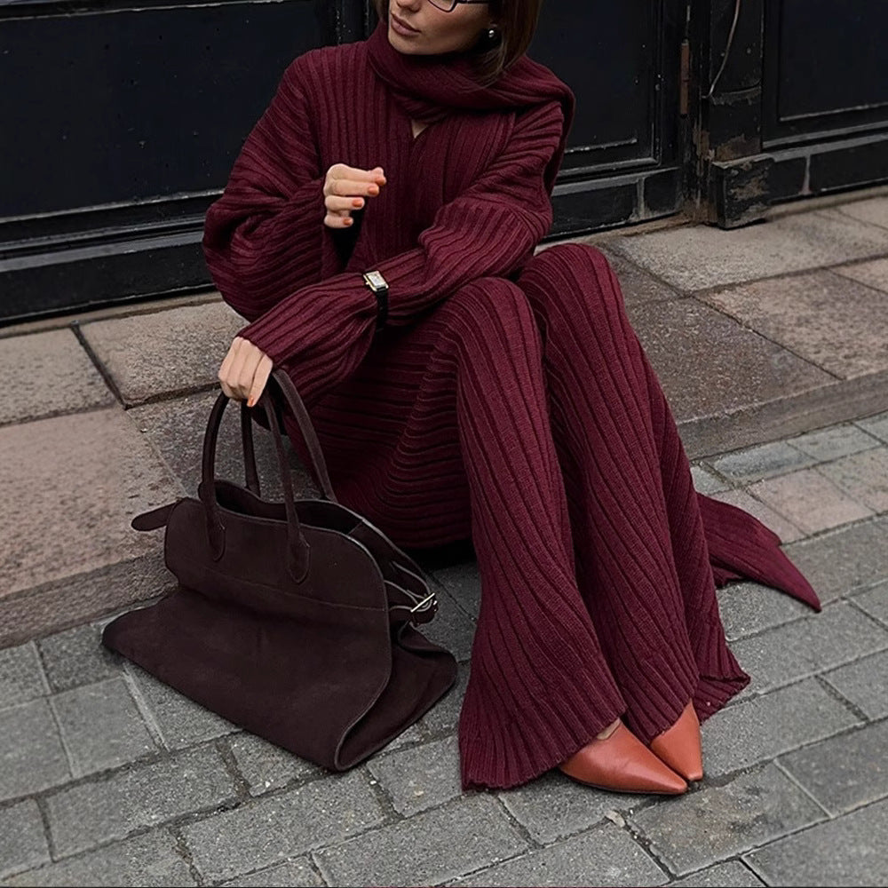 Damer stickad tyg set med vida ben och oversized överdel Mirla-Eva Jonsson