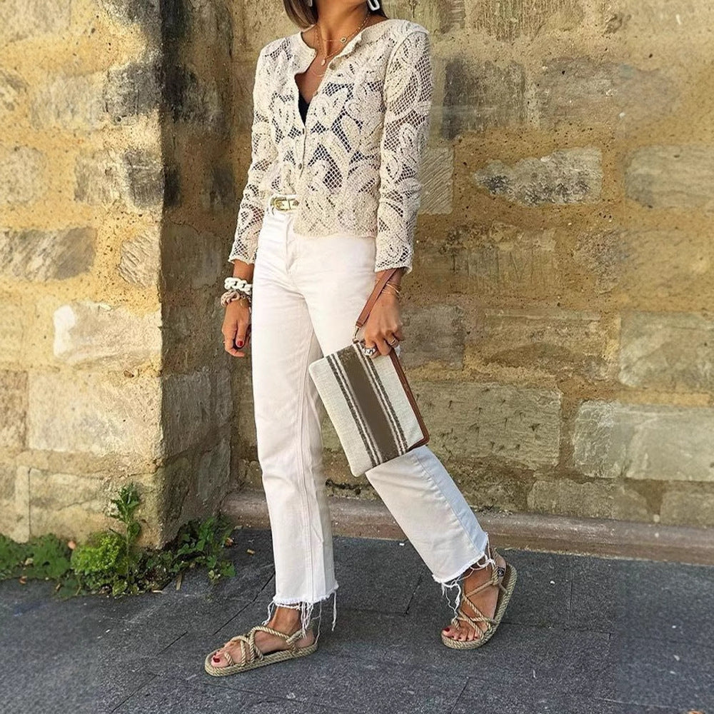 Damer stickblus med filigranmönster Mirla-Eva Jonsson