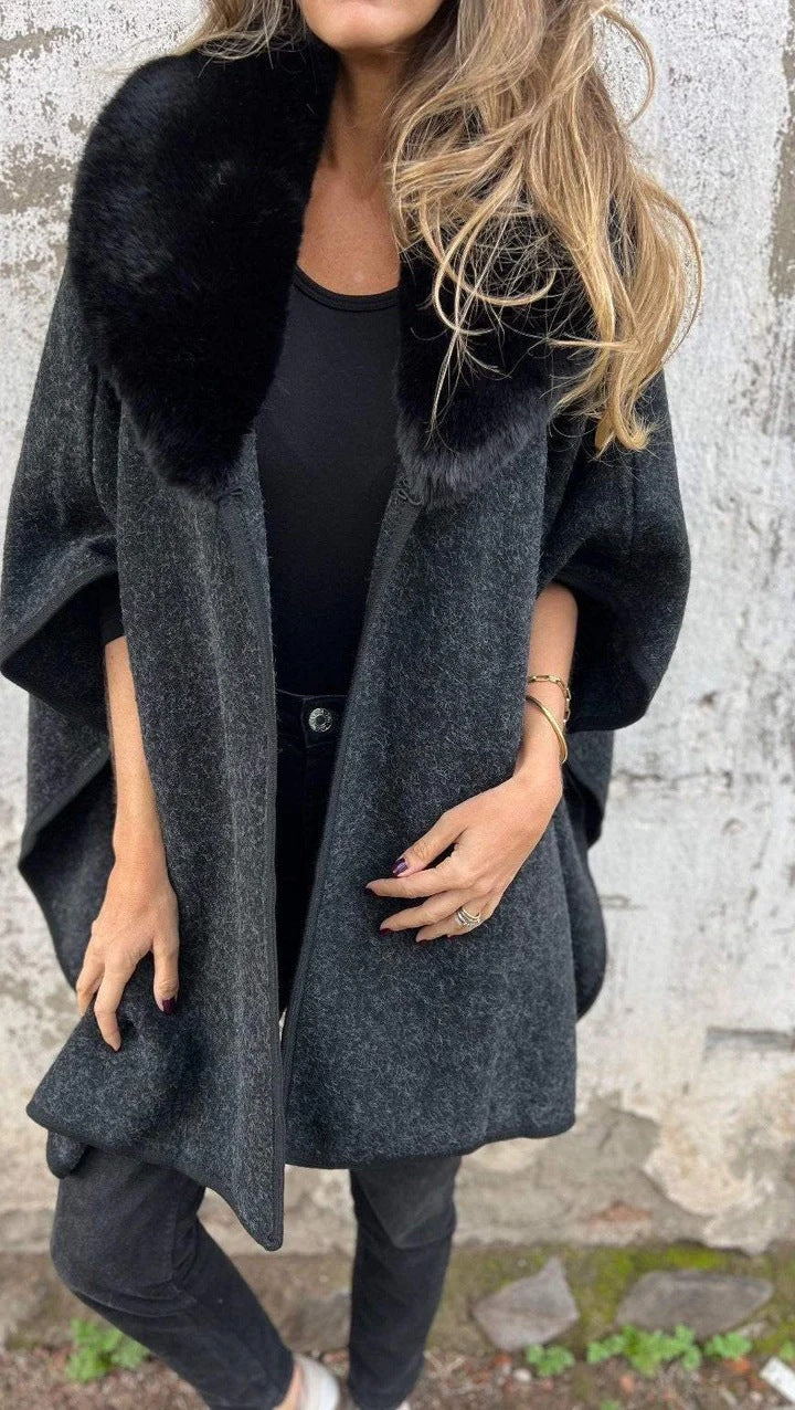 Damer stickjacka med lyxig konstpälsflik Eva Jonsson-Eva Jonsson