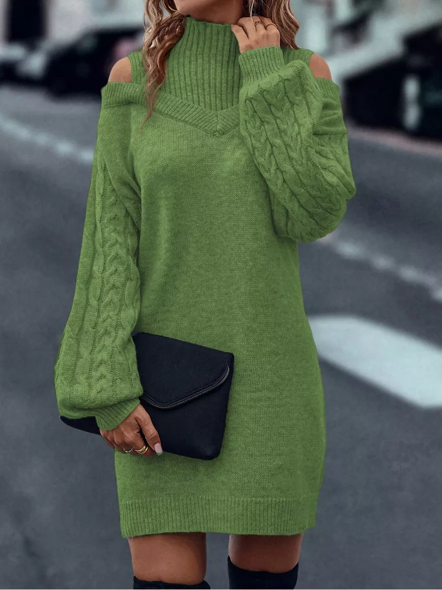Damer stickklänning med off-shoulder-design och unik flätstickning Eva Jonsson-Eva Jonsson