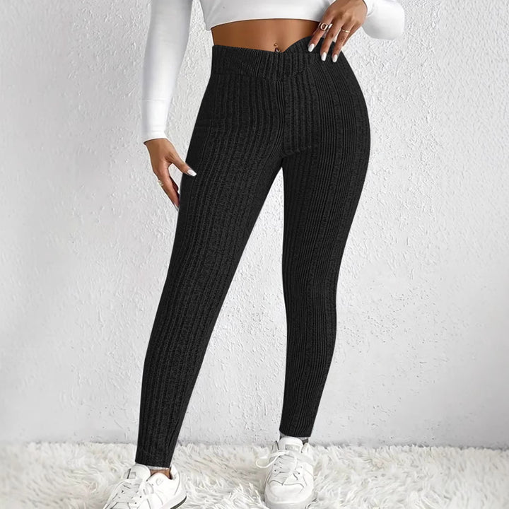 Damer stickleggings med hög midja och fina längsgående ribbor Mirla-Eva Jonsson