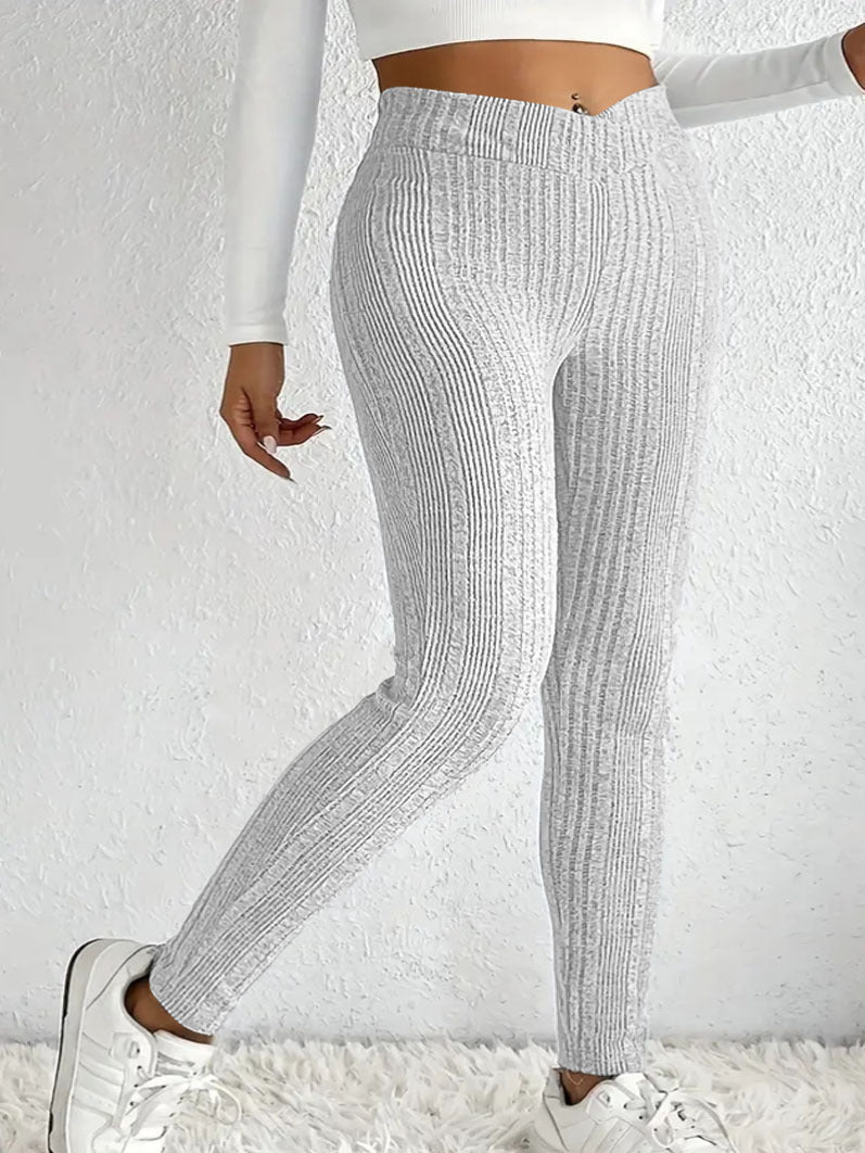 Damer stickleggings med hög midja och fina längsgående ribbor Mirla-Eva Jonsson
